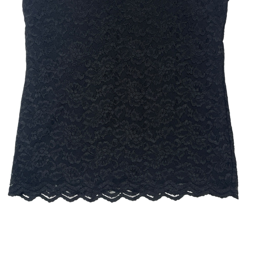 JM Collection Black Lace Sleeveless Top Women's M Lined Scalloped Hem Elegant - Picture 6 of 6